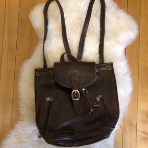Small Italian leather drawstring backpack
